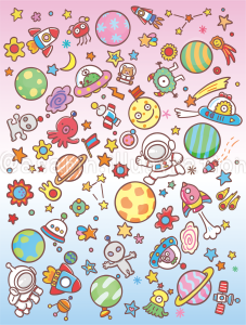 子どもむけ宇宙のまちがいさがしのイラスト